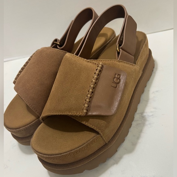 UGG Tan Suede Sandals with Contoured Footbed - Picture 3 of 14